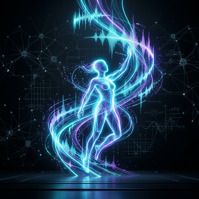 Futuristic AI voice assistant concept with abstract sound waveform